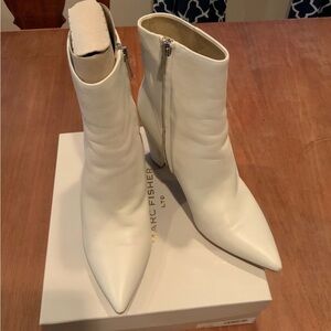 Marc Fisher White Pointed Heeled Boots